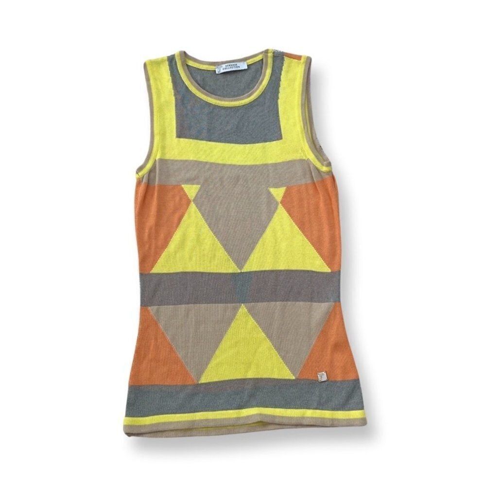 Authentic Versace Colorful Geometric Sleeveless Top Size 38